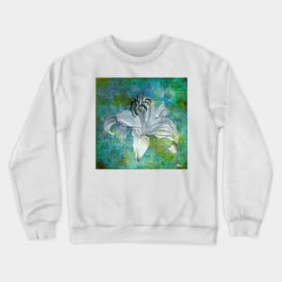 White Lily on Blue Crewneck Sweatshirt